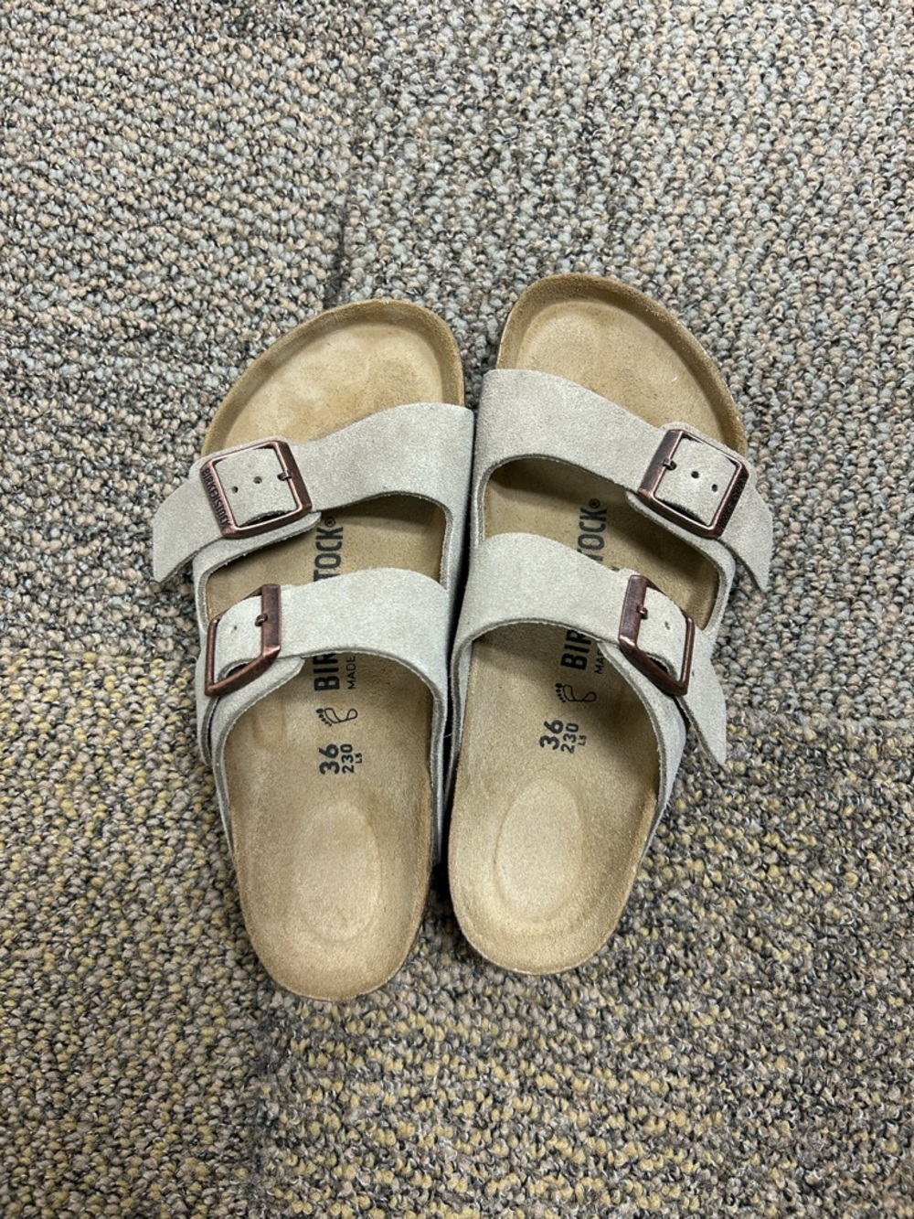 Birkenstock Ladie’s Double-Strap Suede Sandals in Light Beige